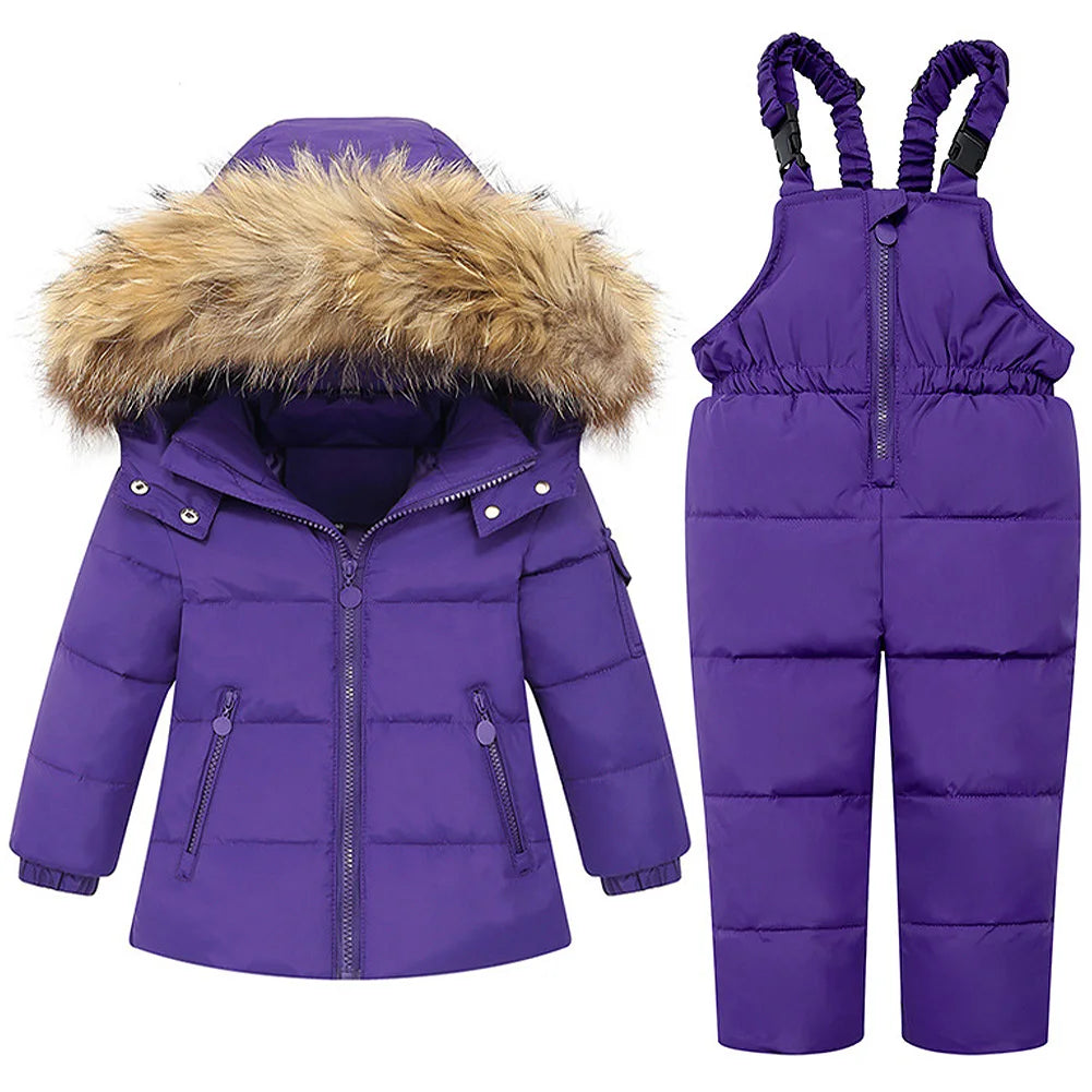 Baby Girls Snowsuits,White Duck Down Hooded Jacket