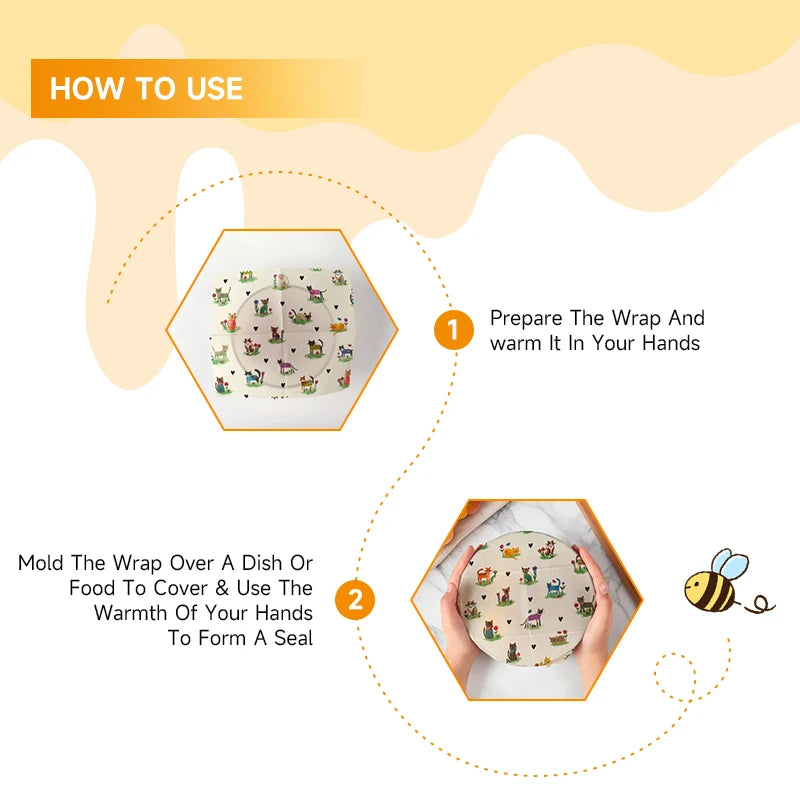 6 Packs (2S. 2M, 2L) reusable beeswax wrap