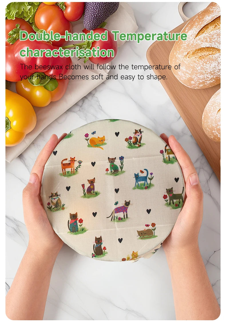 6 Packs (2S. 2M, 2L) reusable beeswax wrap