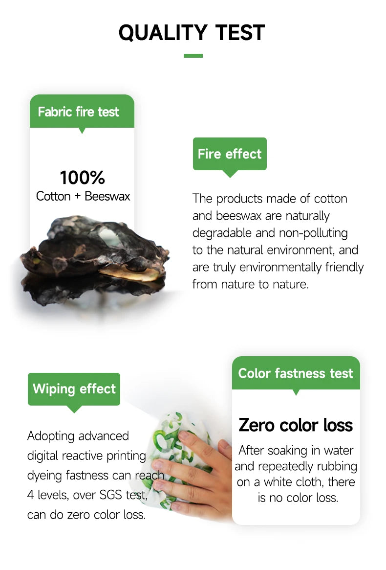 6 Packs (2S. 2M, 2L) reusable beeswax wrap