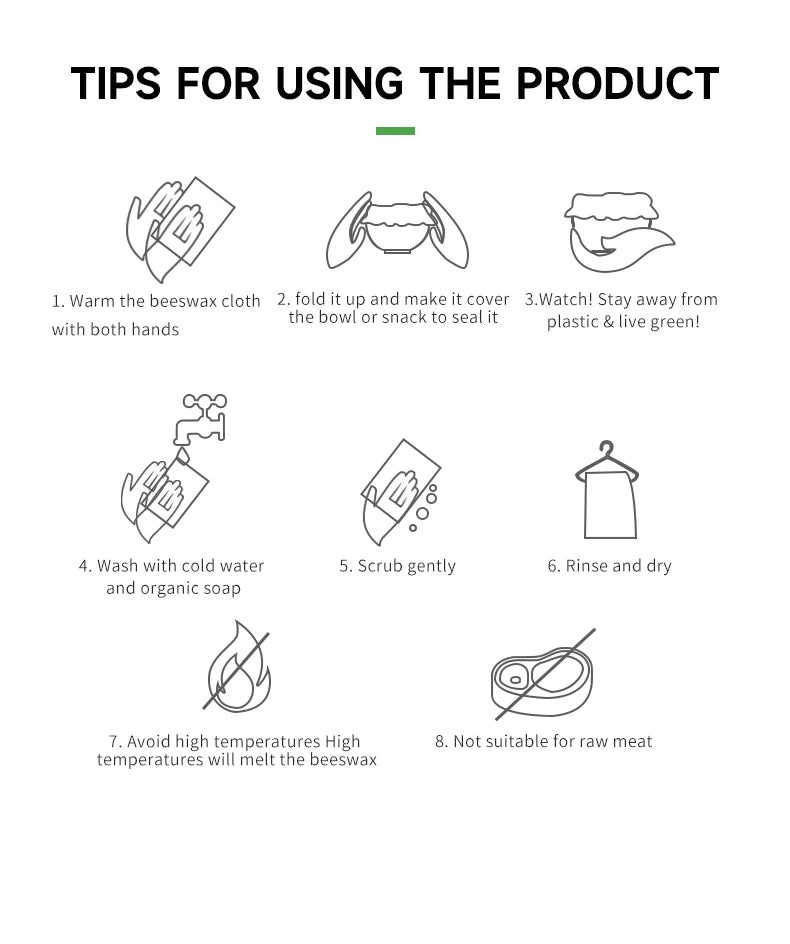 6 Packs (2S. 2M, 2L) reusable beeswax wrap