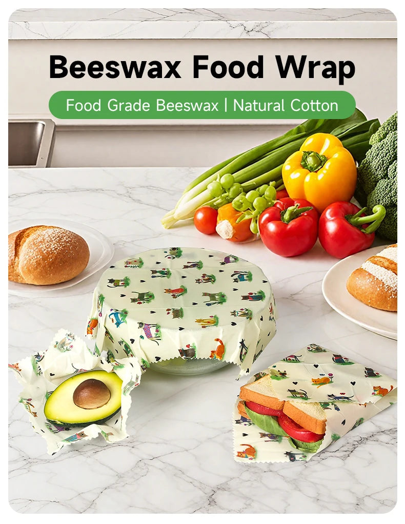 6 Packs (2S. 2M, 2L) reusable beeswax wrap