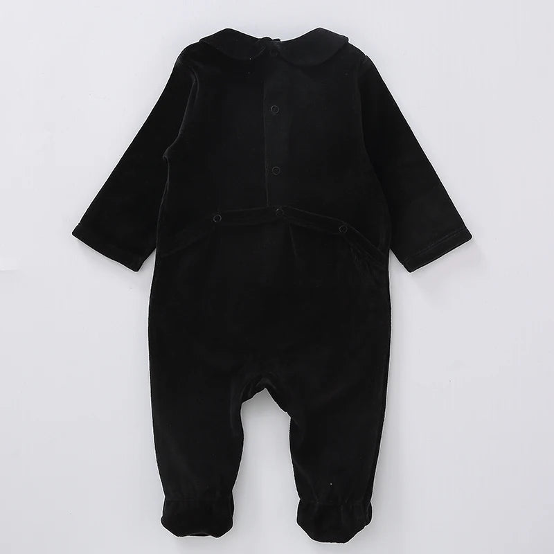 Newborn baby Footed Rompers Black Long Sleeve
