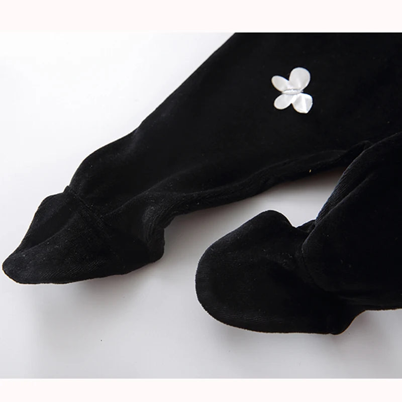 Newborn baby Footed Rompers Black Long Sleeve