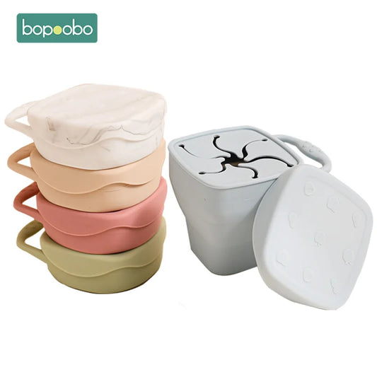 Collapsible Silicone Snack Cups With Lids For Toddlers