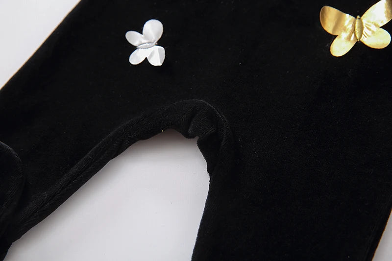 Newborn baby Footed Rompers Black Long Sleeve