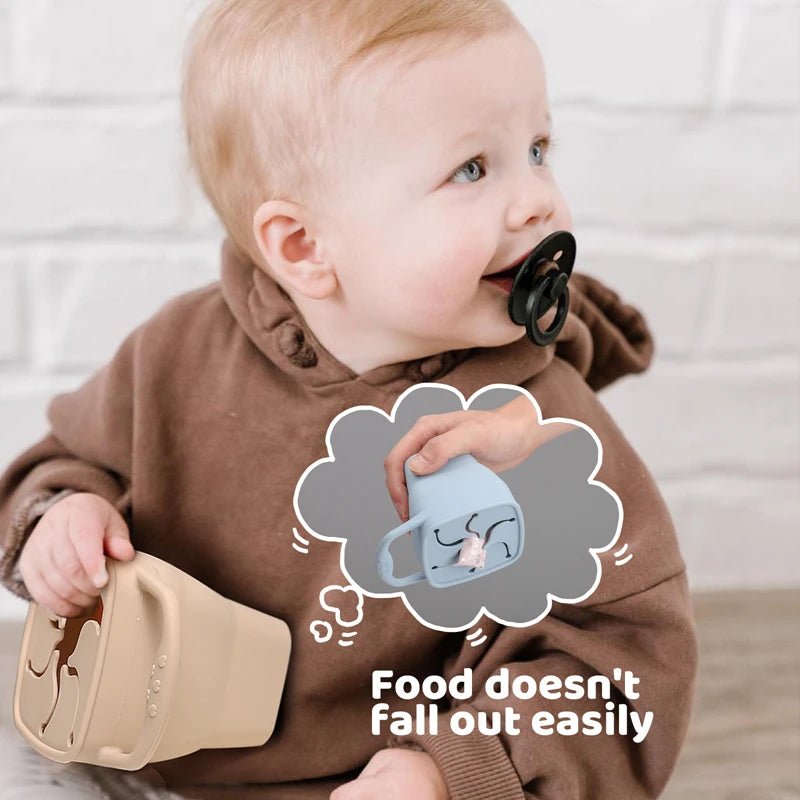 Collapsible Silicone Snack Cups With Lids For Toddlers