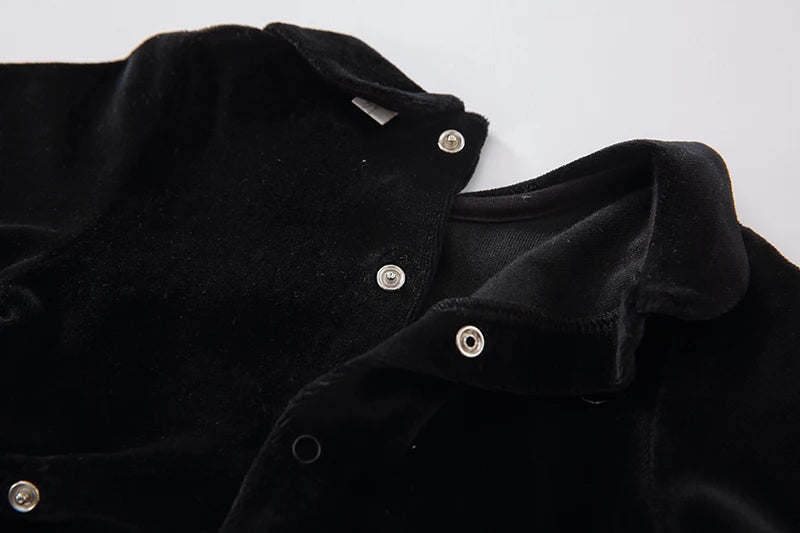 Newborn baby Footed Rompers Black Long Sleeve