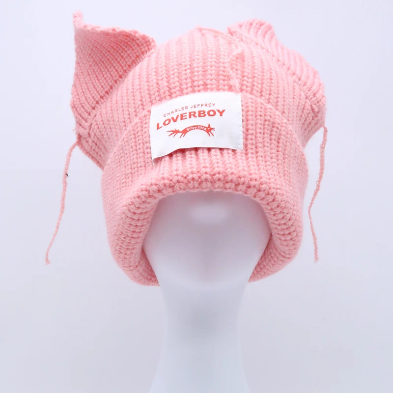 Long fox Ears Knitted Hat