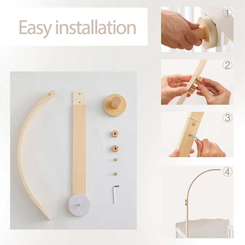 Baby Wooden Bed Bell Bracket - Soothing Mobile Toy