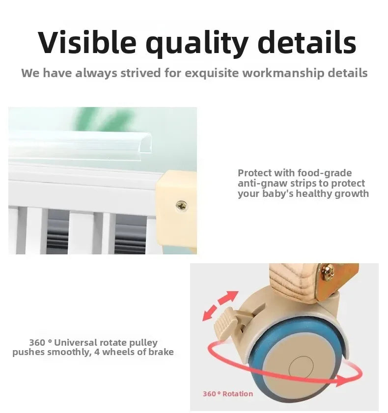 New Solid Wood Baby Crib