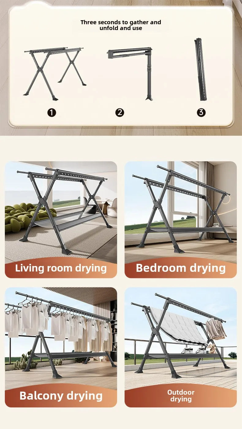 Floor-to-ceiling drying rack