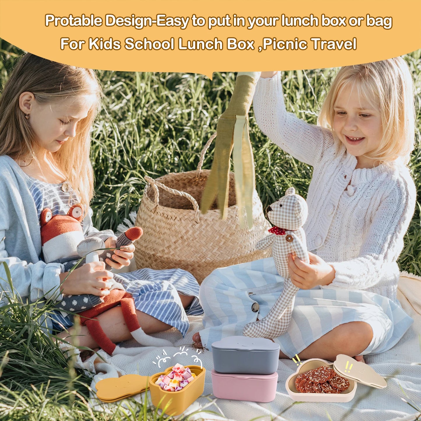 TYRY HU Silicone Snack Box – BPA-Free, Portable Kids Container with Lid