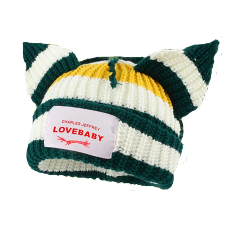 Long fox Ears Knitted Hat