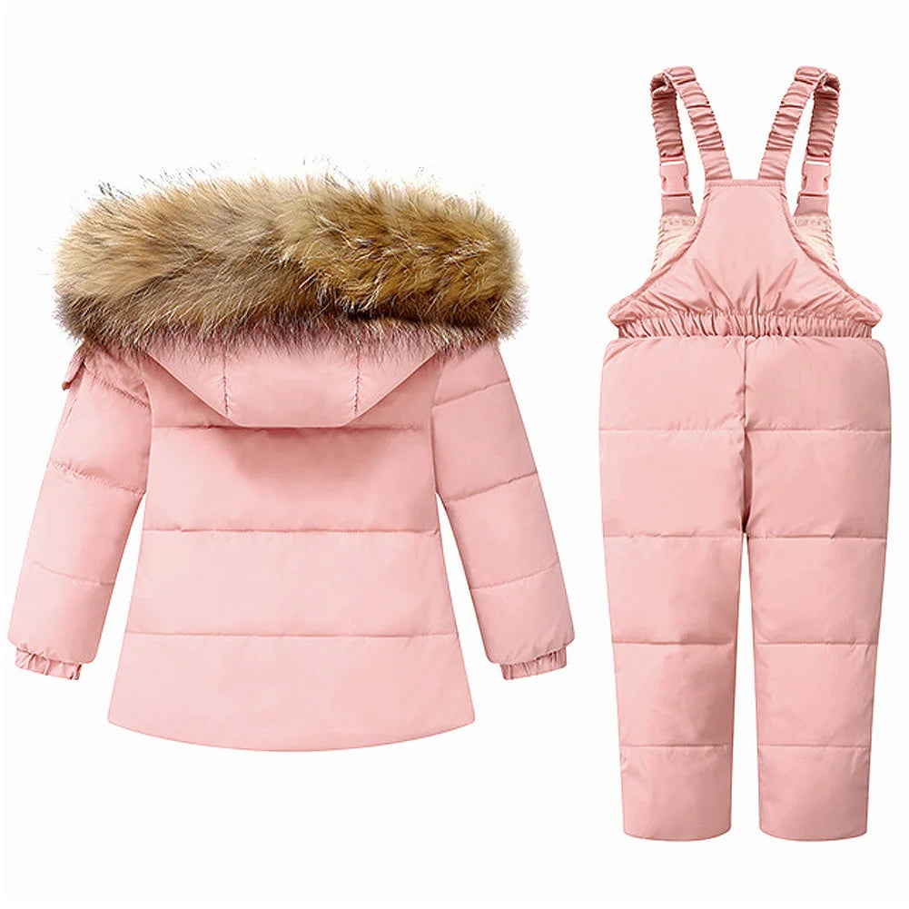 Baby Girls Snowsuits,White Duck Down Hooded Jacket