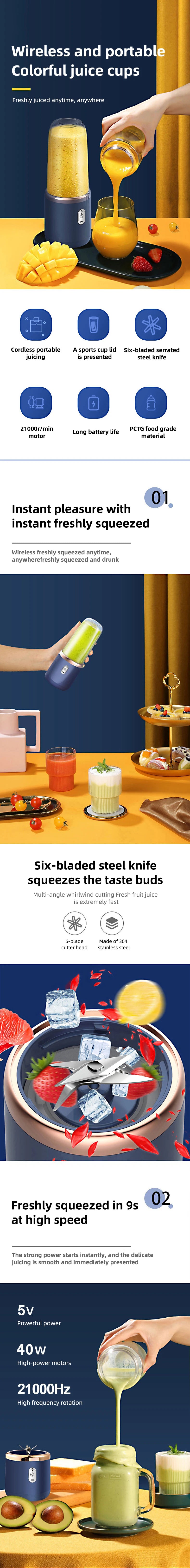 Portable Blender Bottle Electric 6 Blades