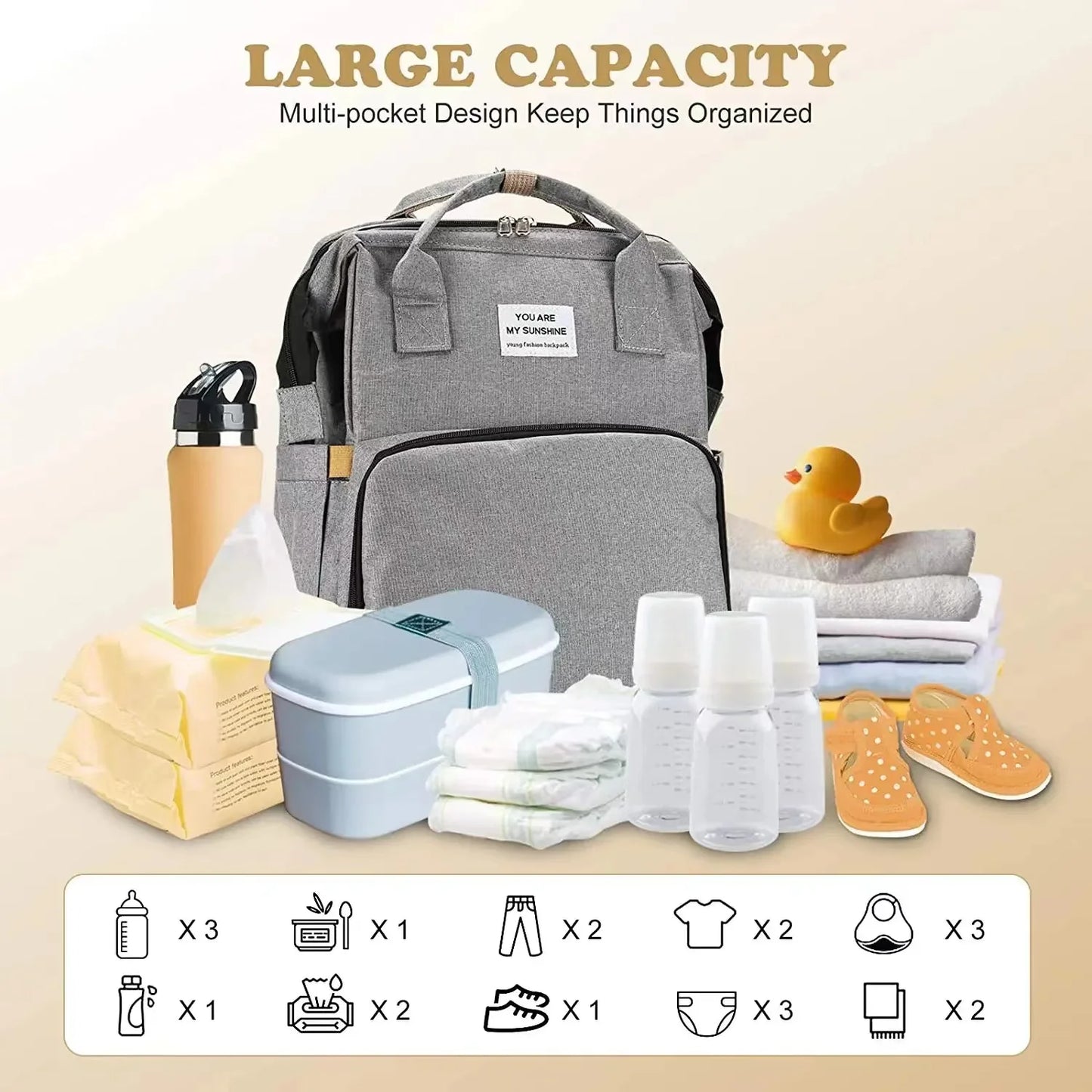 Foldable bed diaper bag with changing station