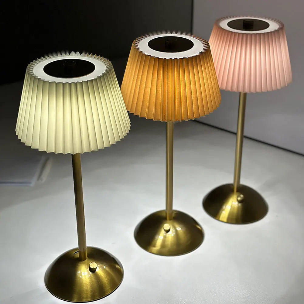 Small Pleated Nightstand Lamp