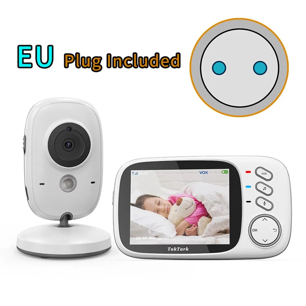 TakTark 3.2" Wireless Video Baby Monitor – Night Vision, Two-Way Audio, Lullabies & Temperature Sensor