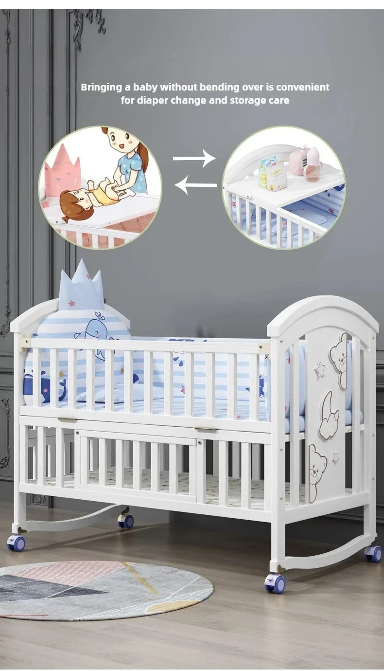 New Solid Wood Baby Crib