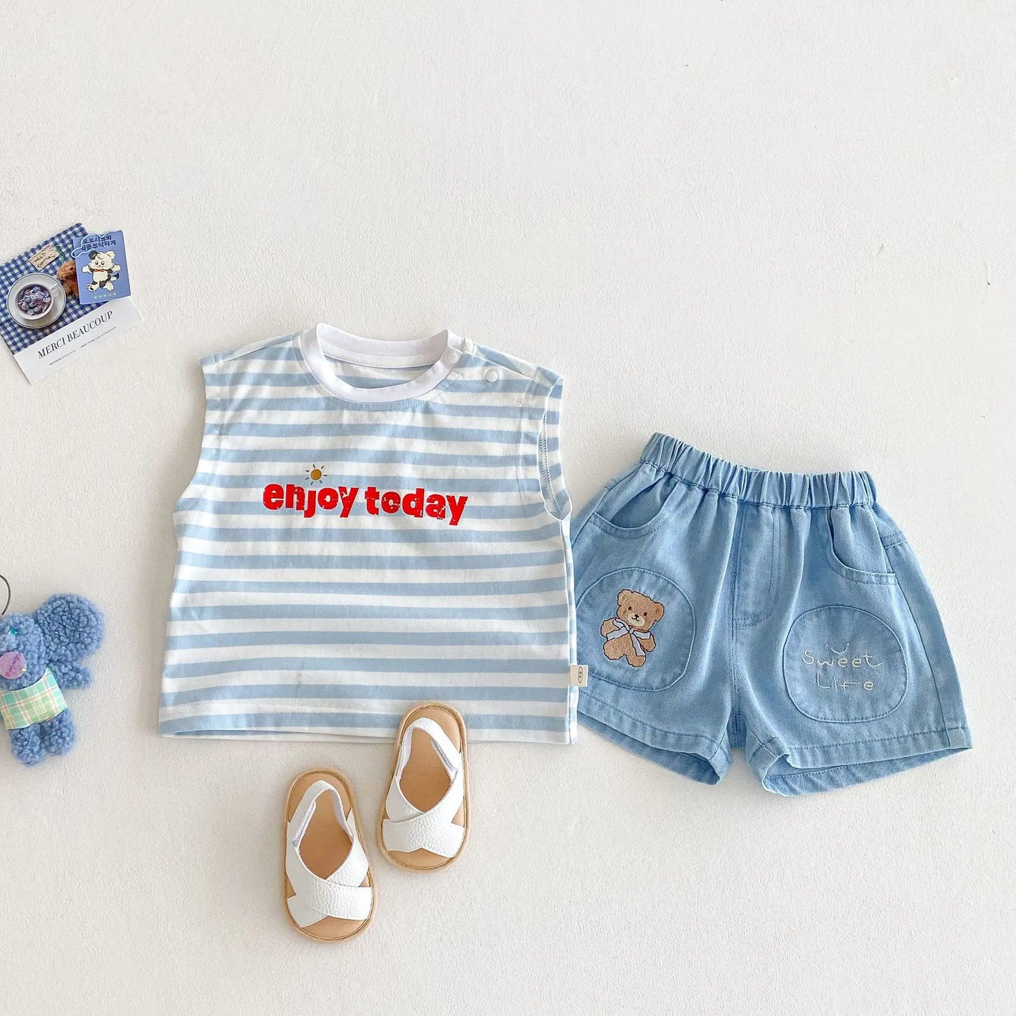 Summer Baby Clothing Set Striped Vest