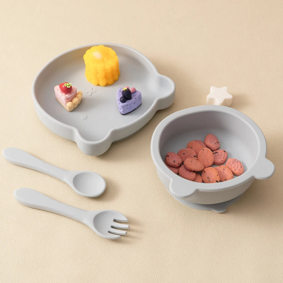 Multicolor Nonspillproof Silicone Tableware - Feeding Set