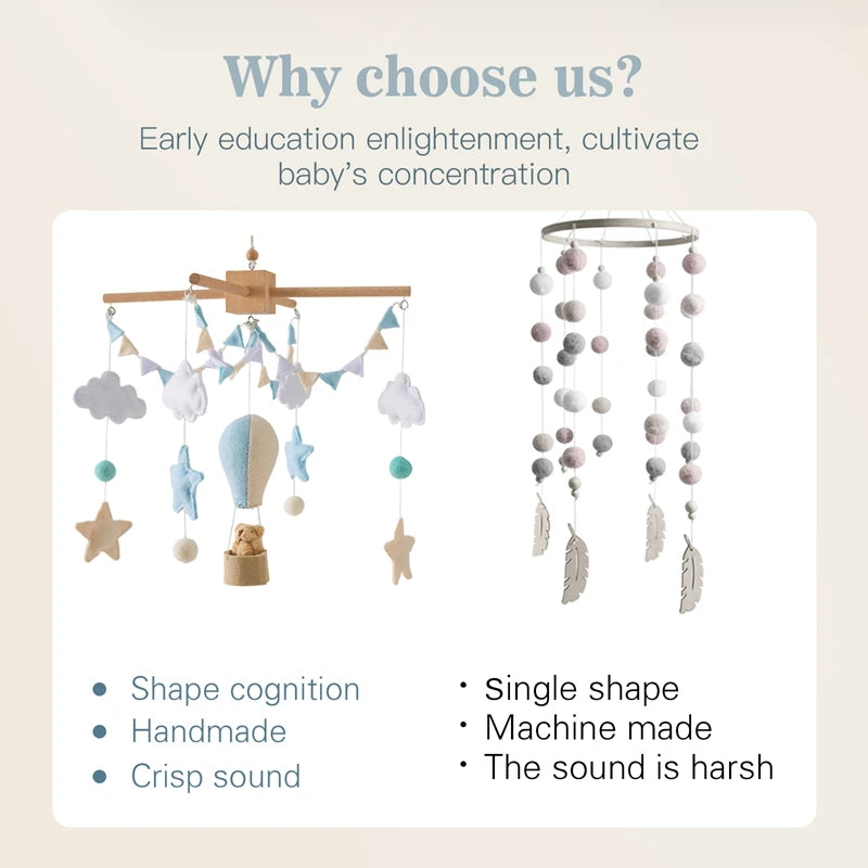 Baby Crib Mobile Wooden Bed