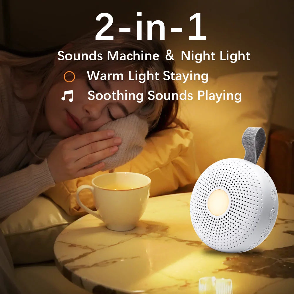 Portable Baby White Noise Machine – 15 Soothing Sounds with Smart Night Light & Nursery Lamp