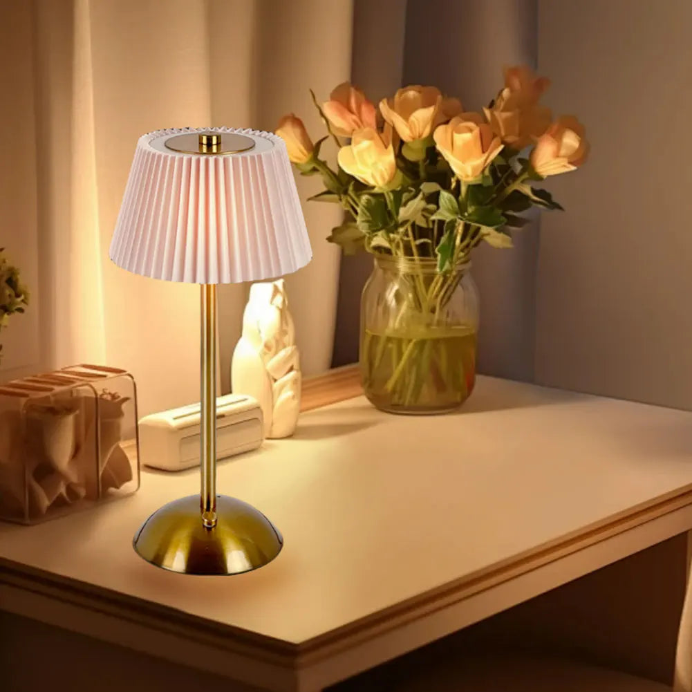 Small Pleated Nightstand Lamp
