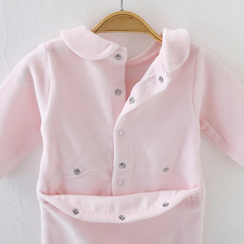 Newborn baby Footed Rompers Black Long Sleeve