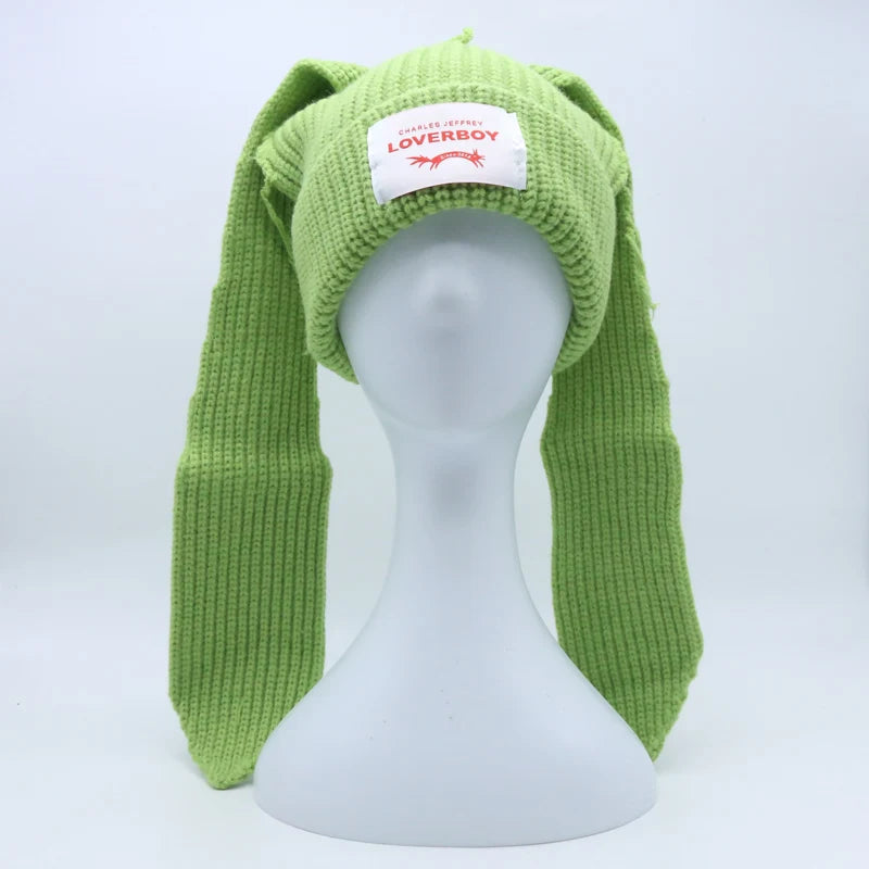 Long fox Ears Knitted Hat