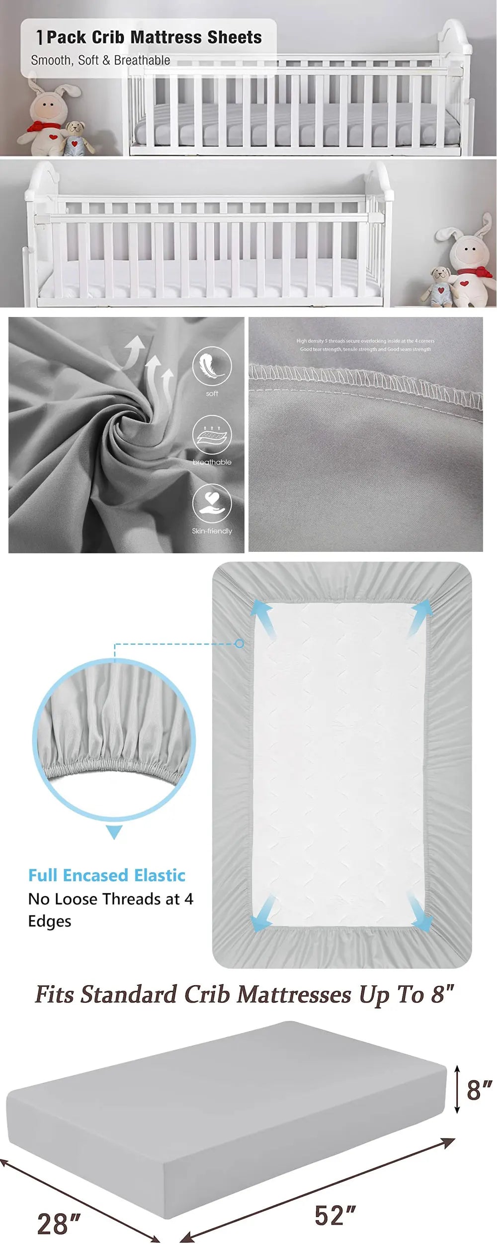 Solid Crib Fitted Sheet
