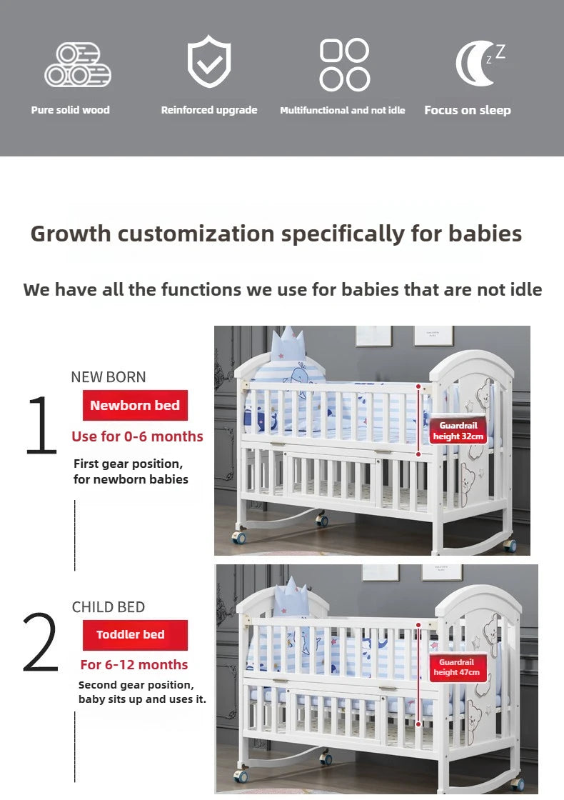 Newborn Solid Wood Crib