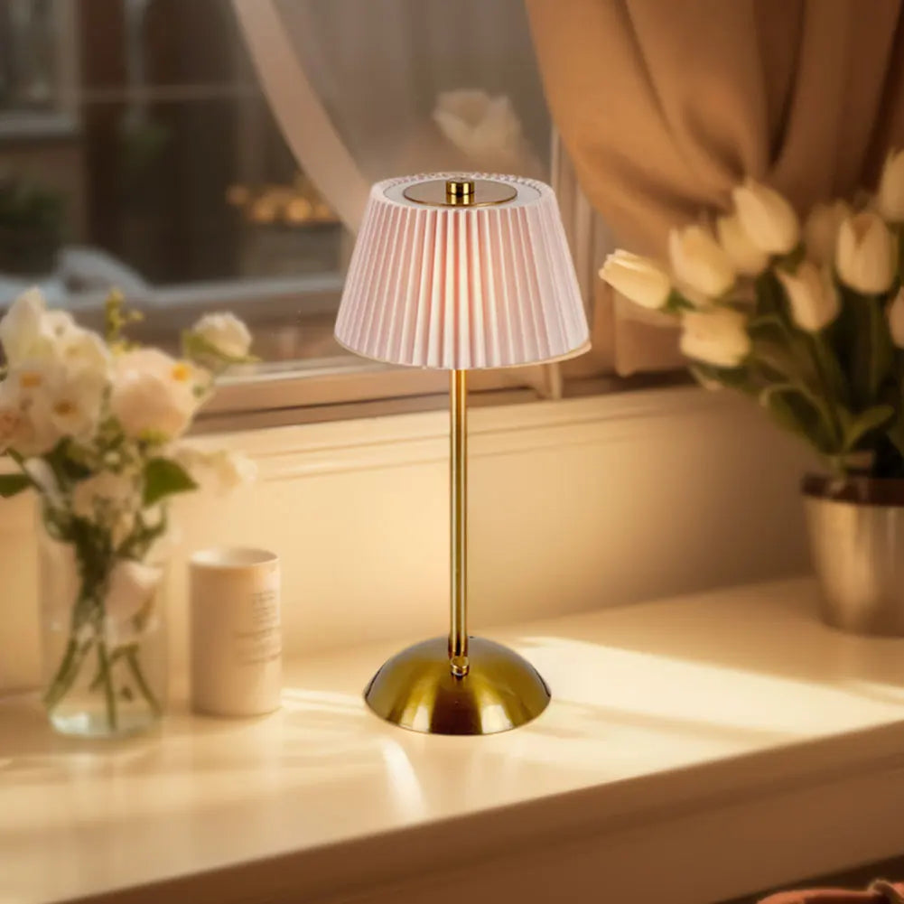 Small Pleated Nightstand Lamp