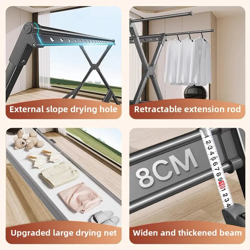 Floor-to-ceiling drying rack