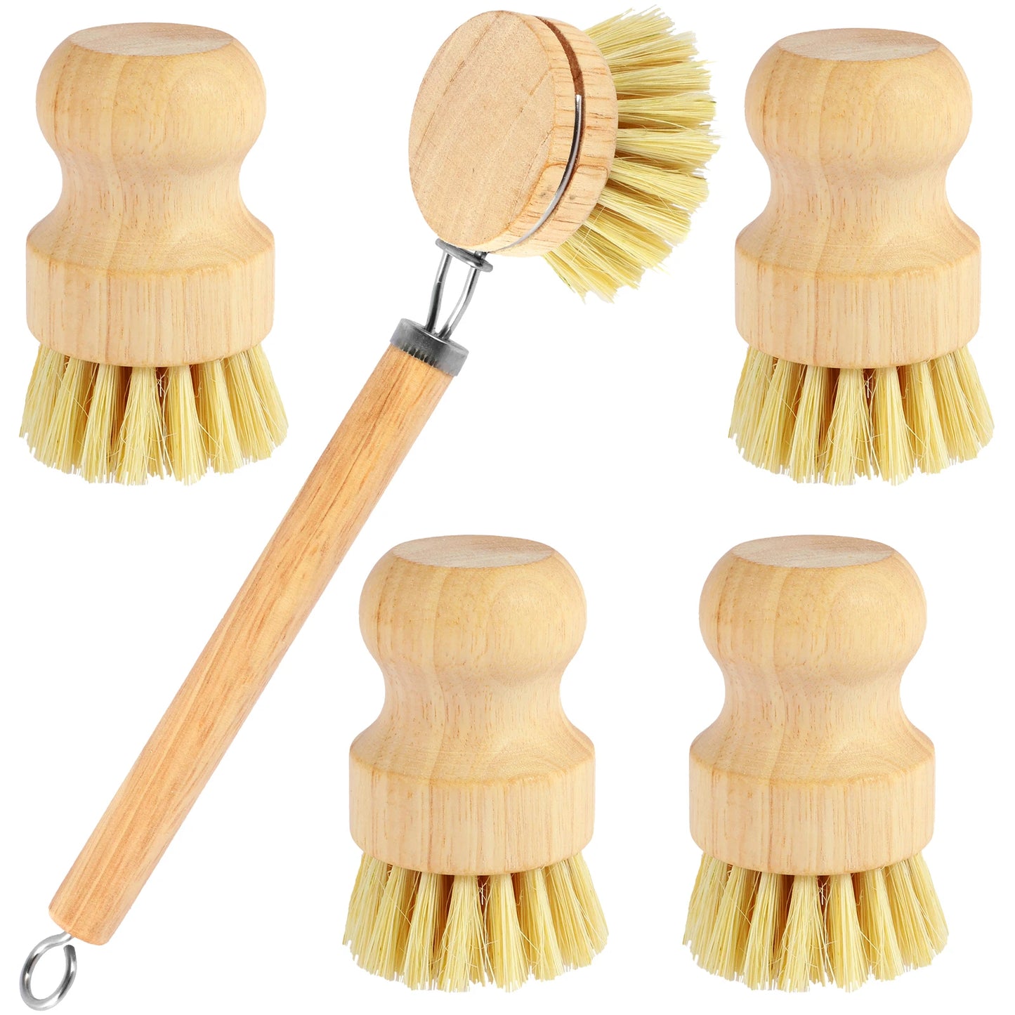 4/5Pcs Bamboo Dish Scrub Brushes