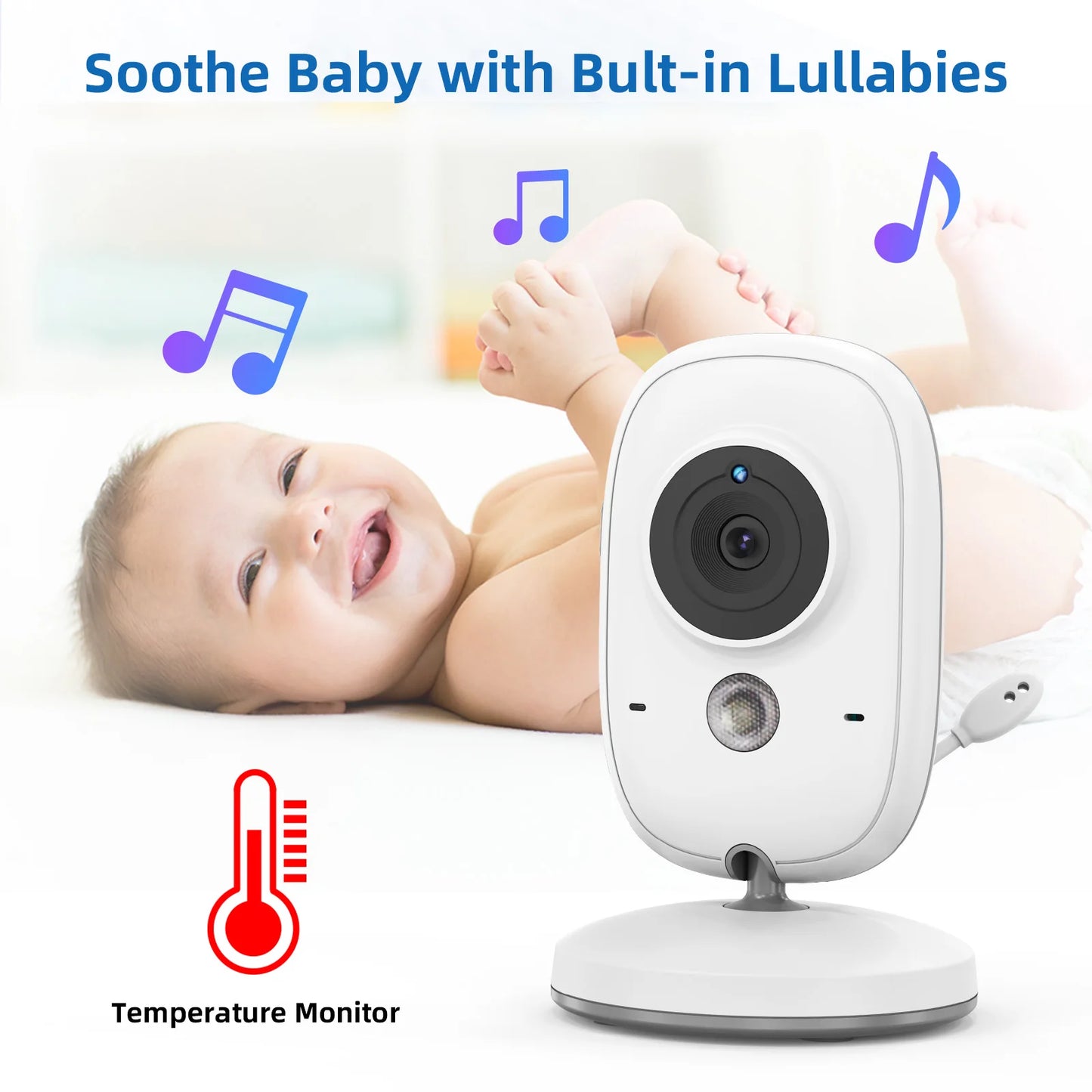 TakTark 3.2" Wireless Video Baby Monitor – Night Vision, Two-Way Audio, Lullabies & Temperature Sensor