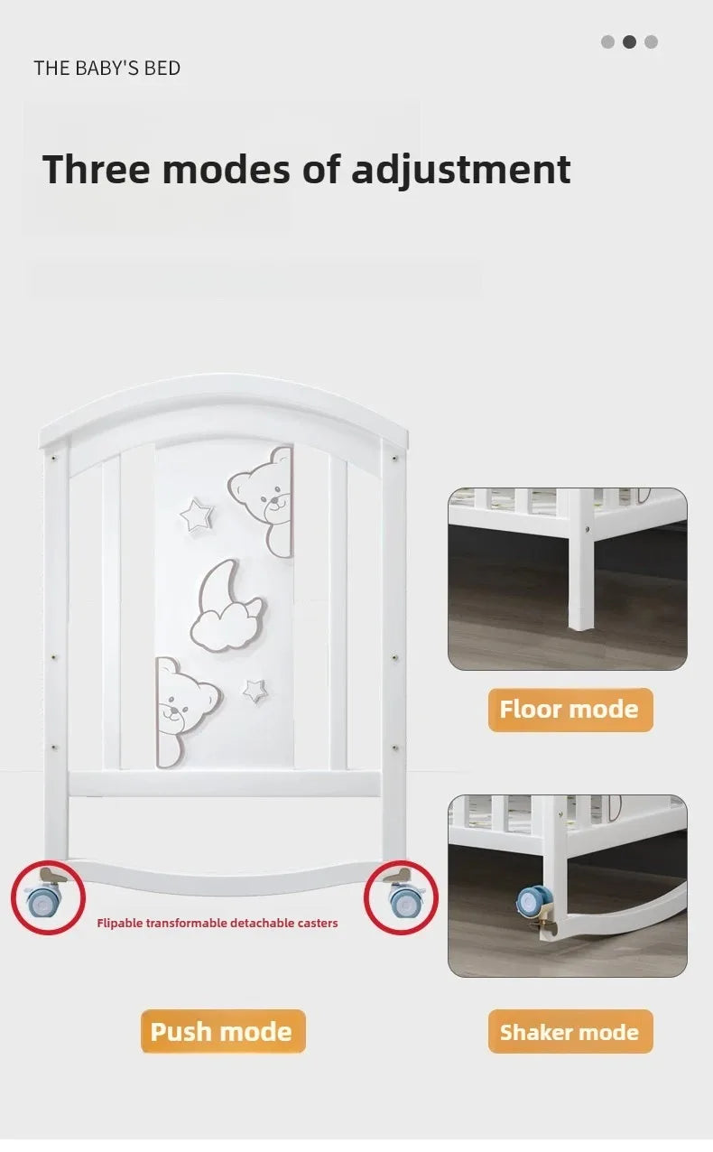 New Solid Wood Baby Crib