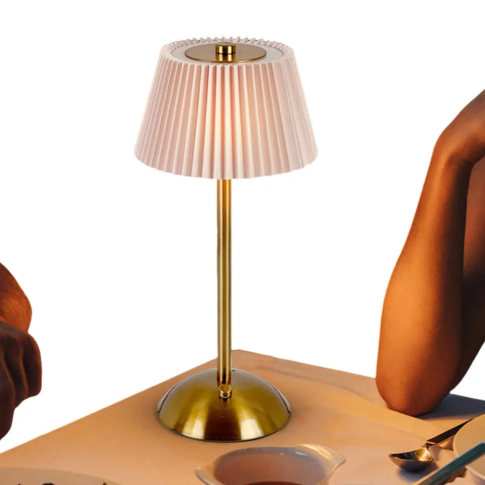 Small Pleated Nightstand Lamp