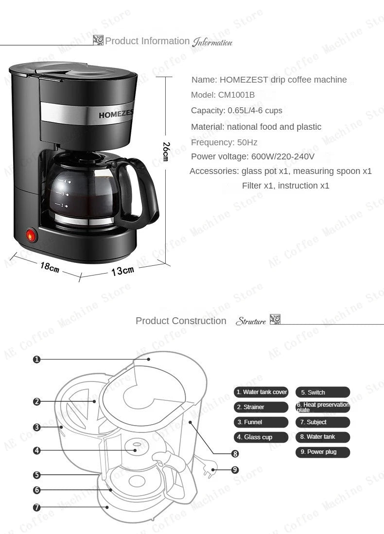Household Small American Drip Coffee Maker