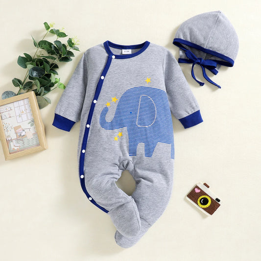 Gray-blue footed onesie