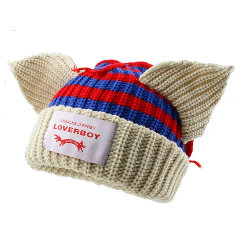 Long fox Ears Knitted Hat