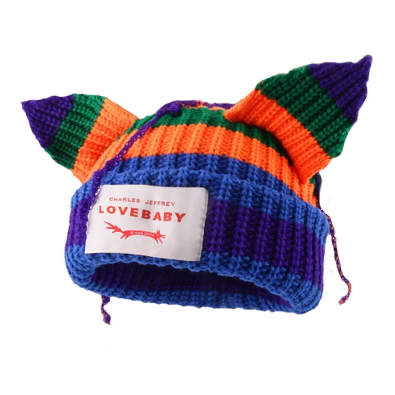 Long fox Ears Knitted Hat