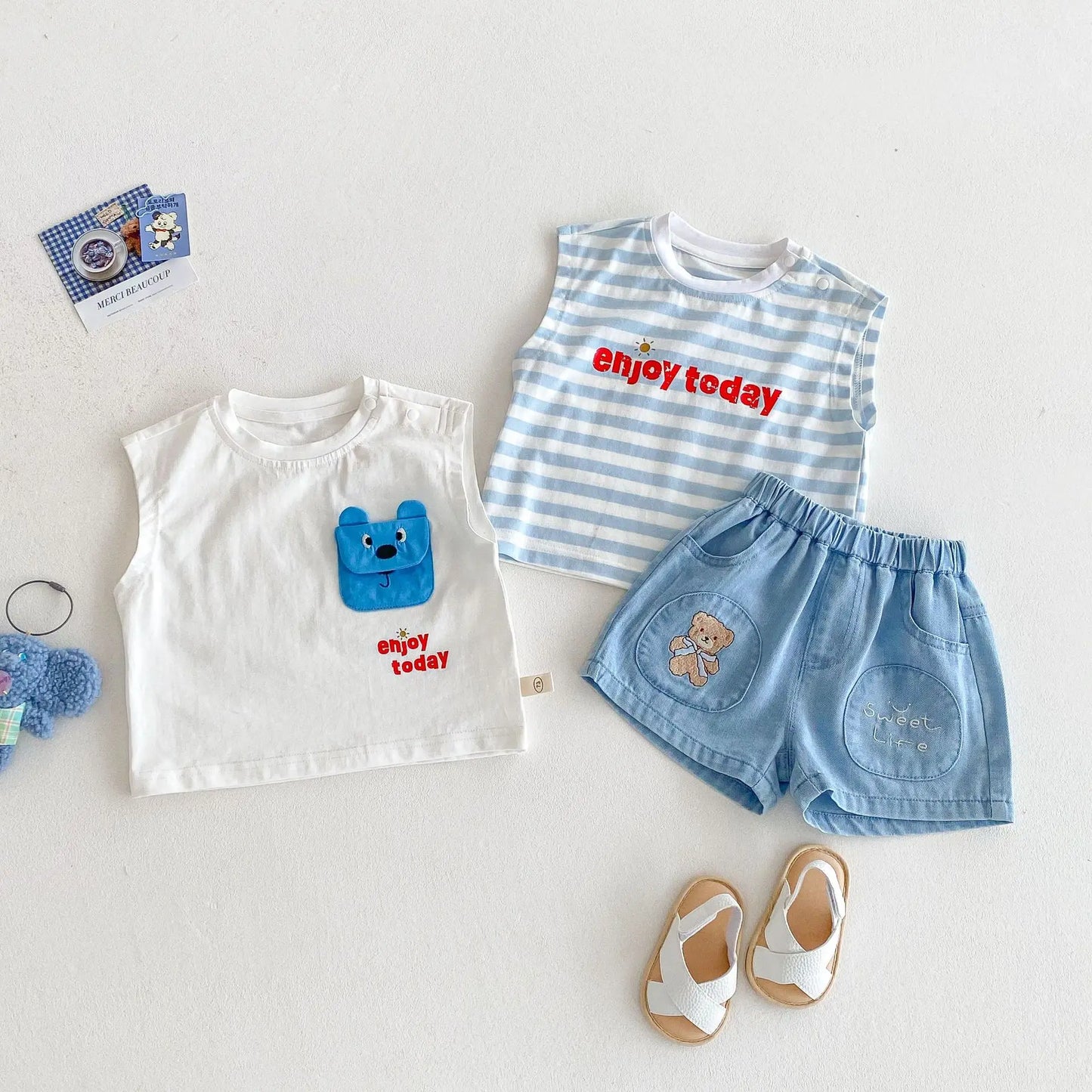 Summer Baby Clothing Set Striped Vest