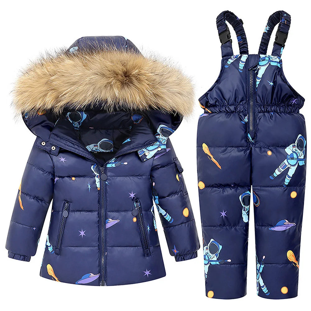 Baby Girls Snowsuits,White Duck Down Hooded Jacket