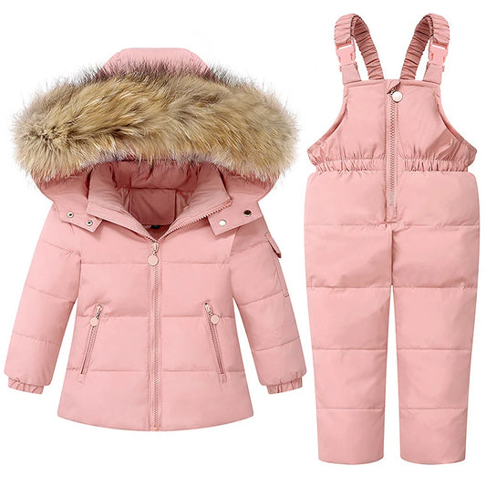 Baby Girls Snowsuits,White Duck Down Hooded Jacket