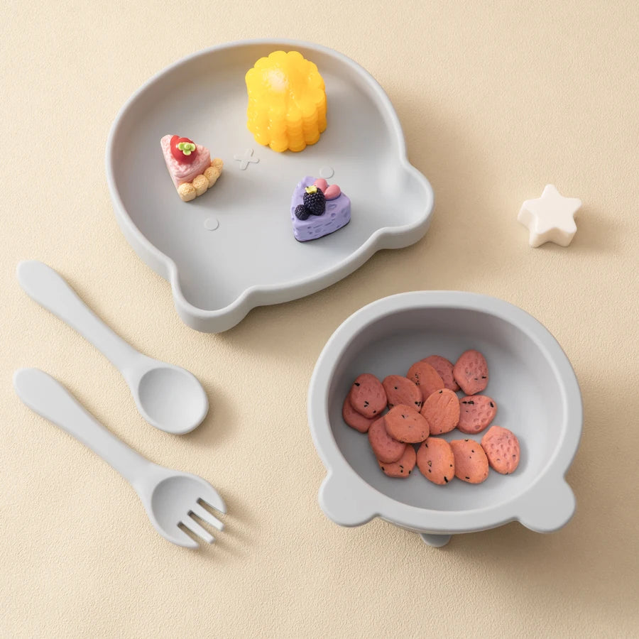Multicolor Nonspillproof Silicone Tableware - Feeding Set