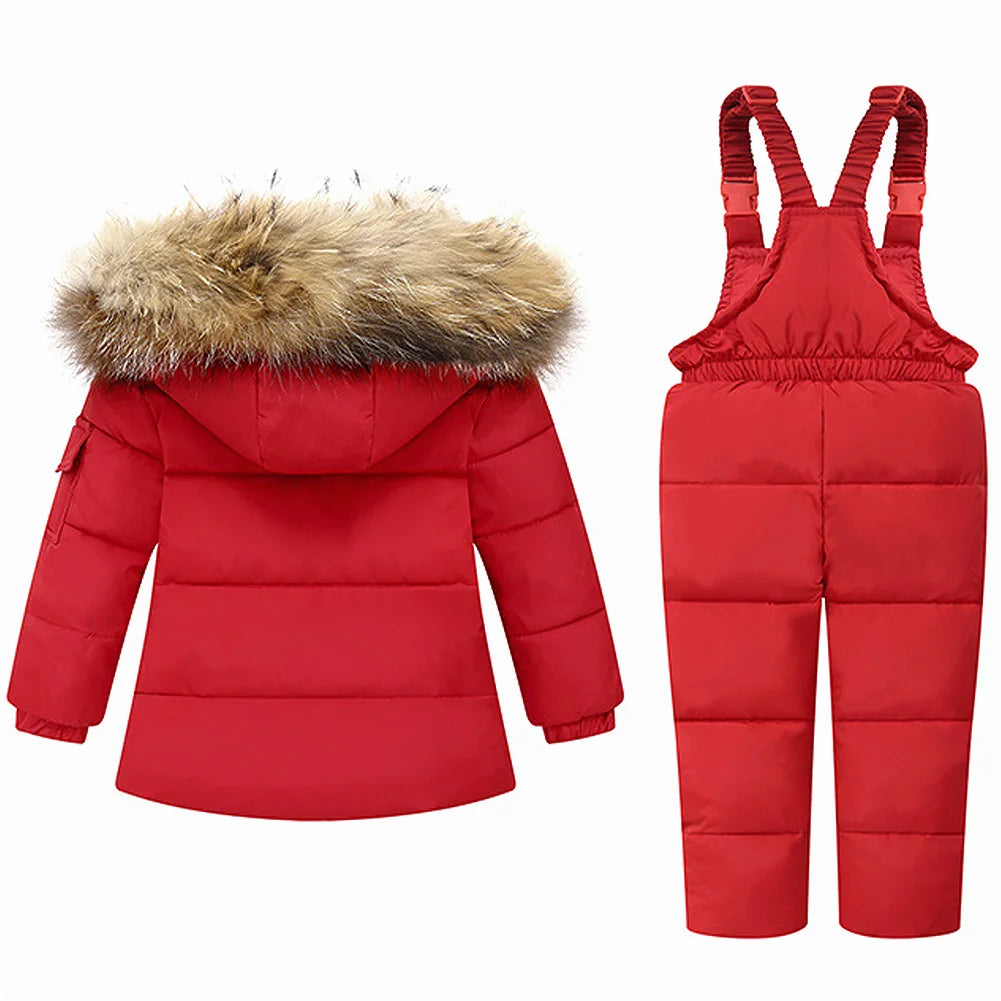 Baby Girls Snowsuits,White Duck Down Hooded Jacket
