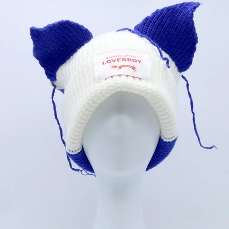 Long fox Ears Knitted Hat