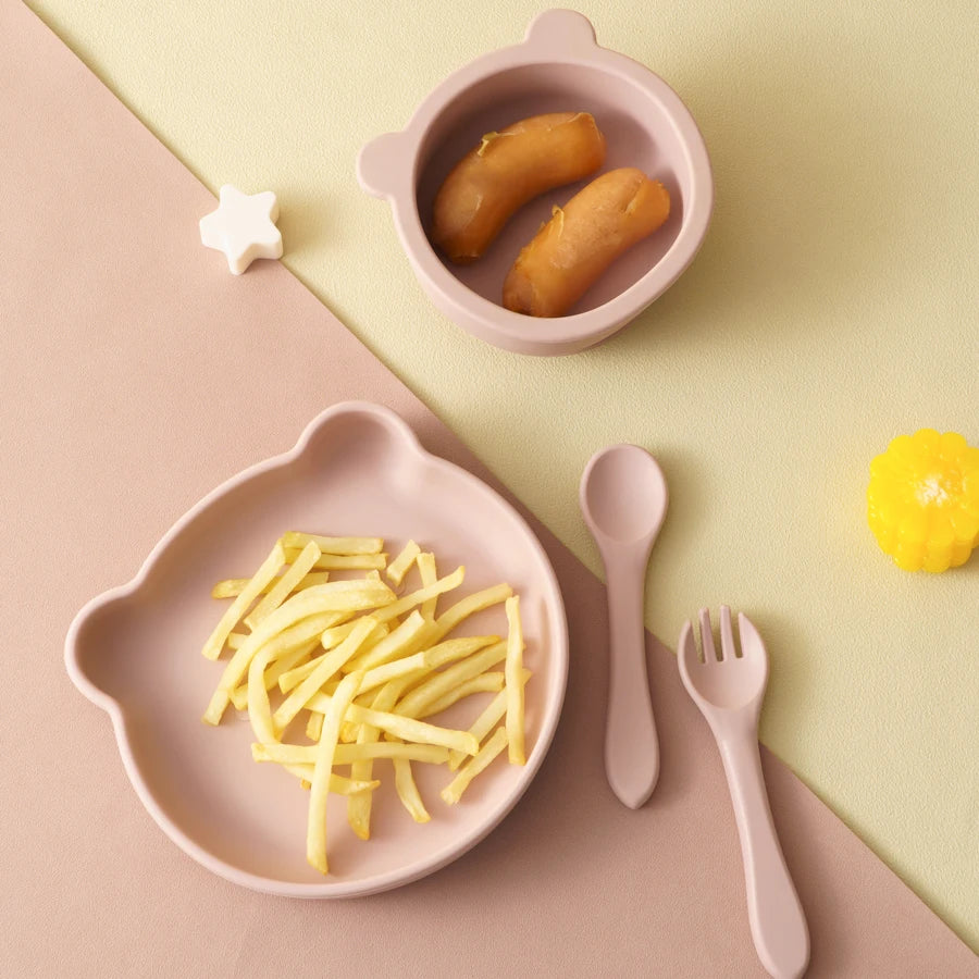 Multicolor Nonspillproof Silicone Tableware - Feeding Set